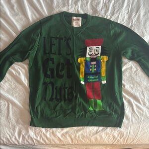 Mossimo Supply Co Green Crewneck Sweater with Graphic Design